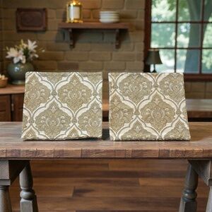 2 Artifact Pearl Beige Barrow Jacquard Pillow Shams Paisley Brocade Tapestry